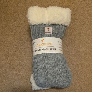 RockDove Gray Cable Knit Slipper Socks